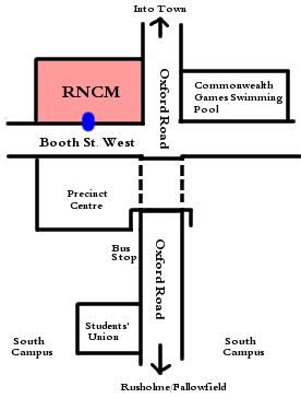 The RNCM, on the junction of Oxford Road and Booth Street West.